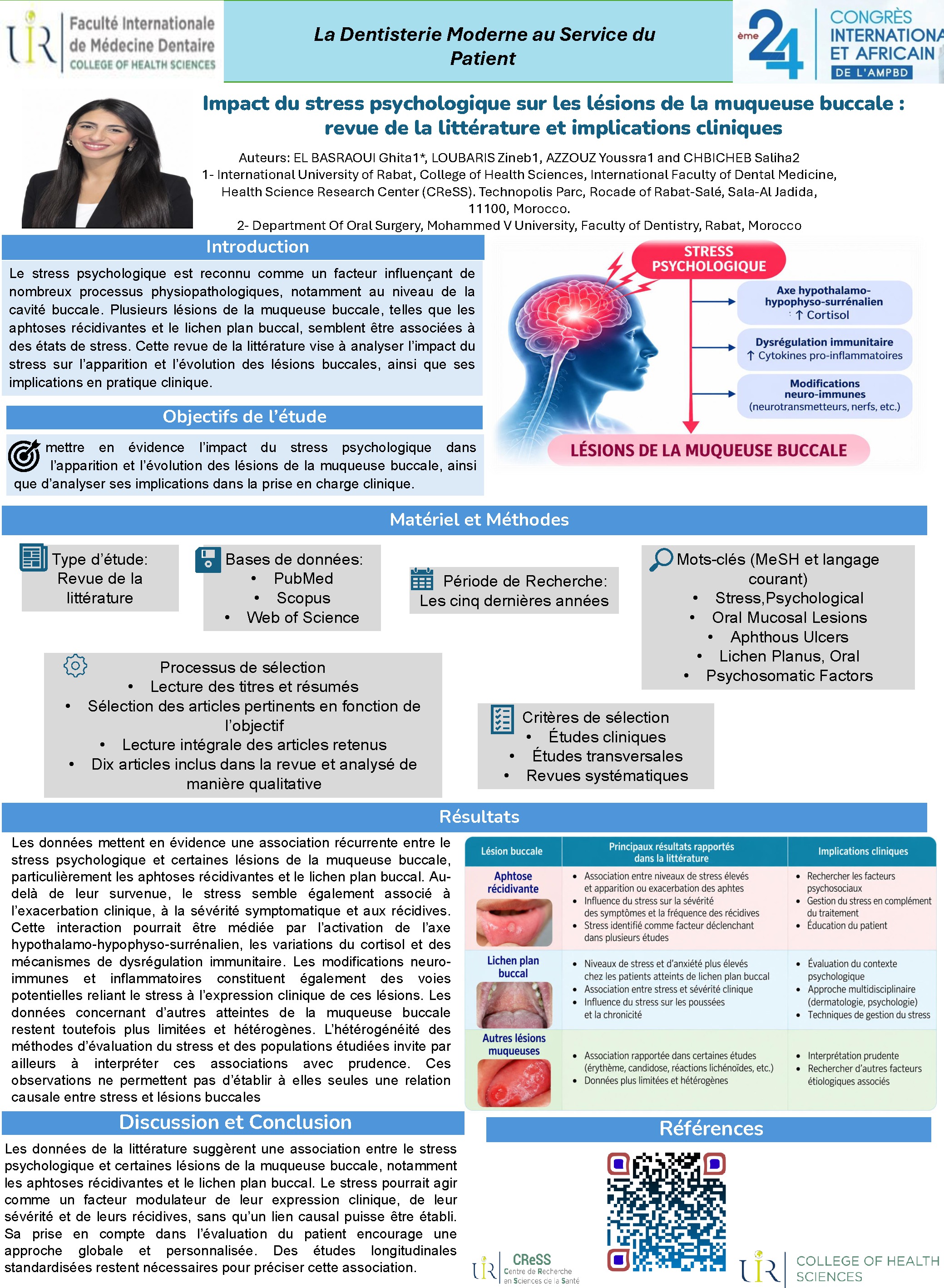 Impact du stress psychologique sur les lésions de la muqueuse buccale : revue de la littérature et implications cliniques